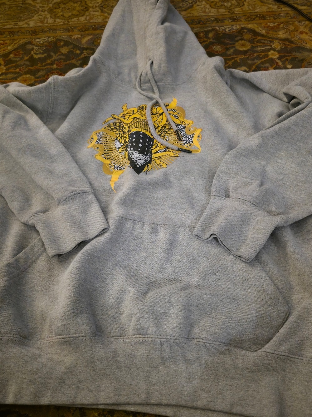 4/$67 Deal! Crooks & Castles Gray Hoodie with Yellow and Black Graphic